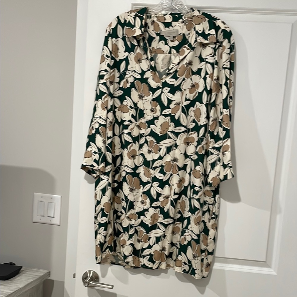 Floral Green and Cream Dress